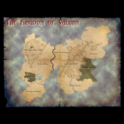 Hand drawn map of Valorn